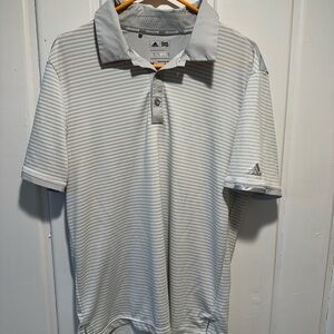 Adidas Men's Gray Striped Polo Shirt